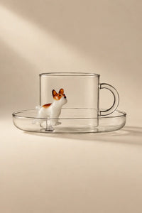 Loyal Watch Clear Glass Cup and Saucer Set