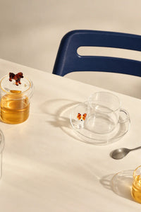 Loyal Watch Clear Glass Cup and Saucer Set