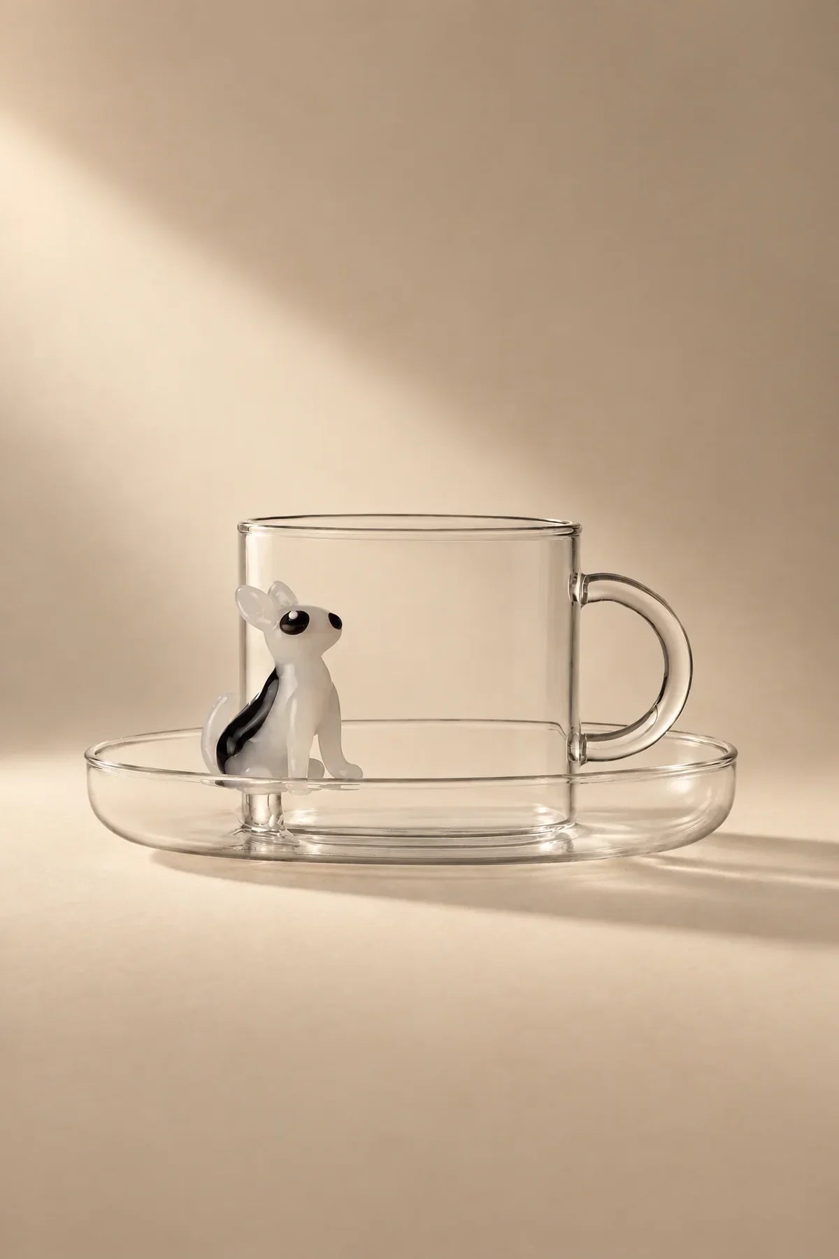 Loyal Watch Clear Glass Cup and Saucer Set