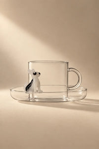 Loyal Watch Clear Glass Cup and Saucer Set