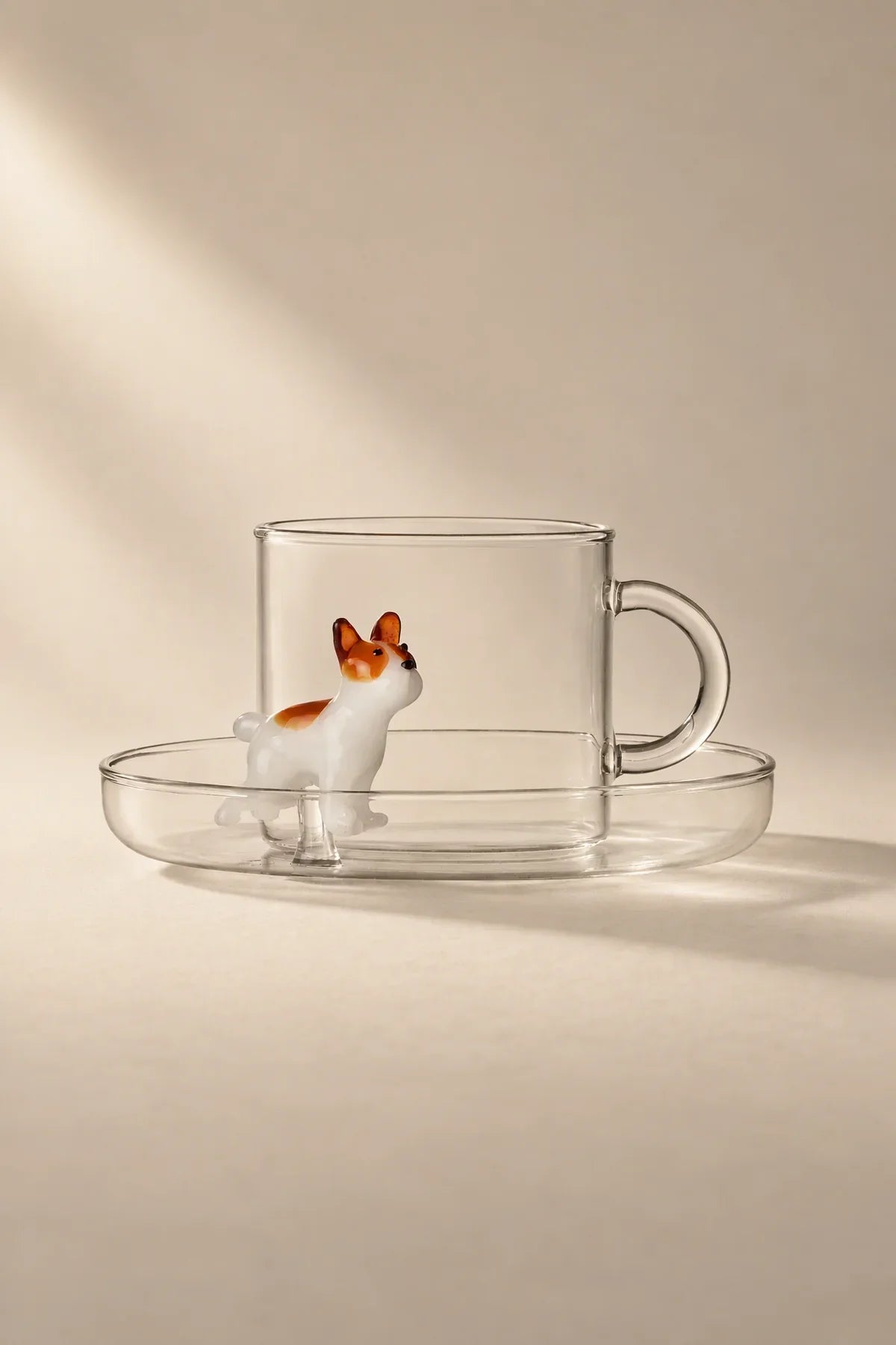 Loyal Watch Clear Glass Cup and Saucer Set