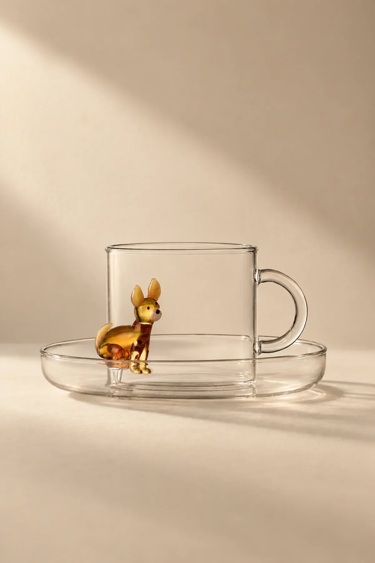 Loyal Watch Clear Glass Cup and Saucer Set