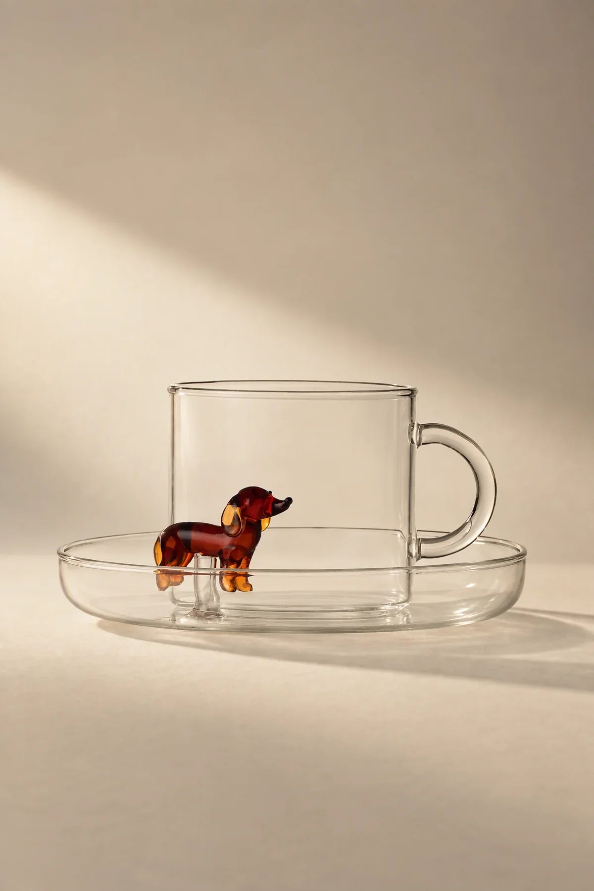 Loyal Watch Clear Glass Cup and Saucer Set