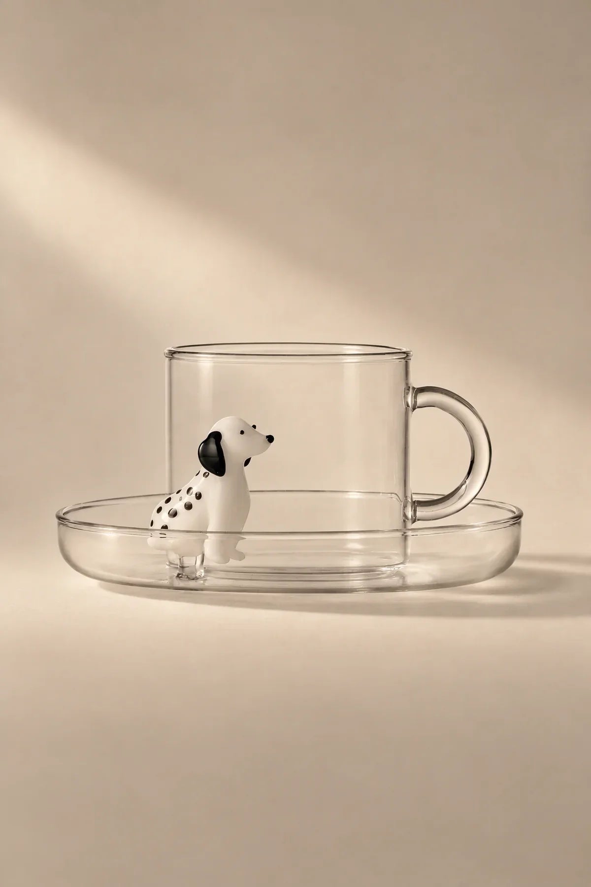 Loyal Watch Clear Glass Cup and Saucer Set