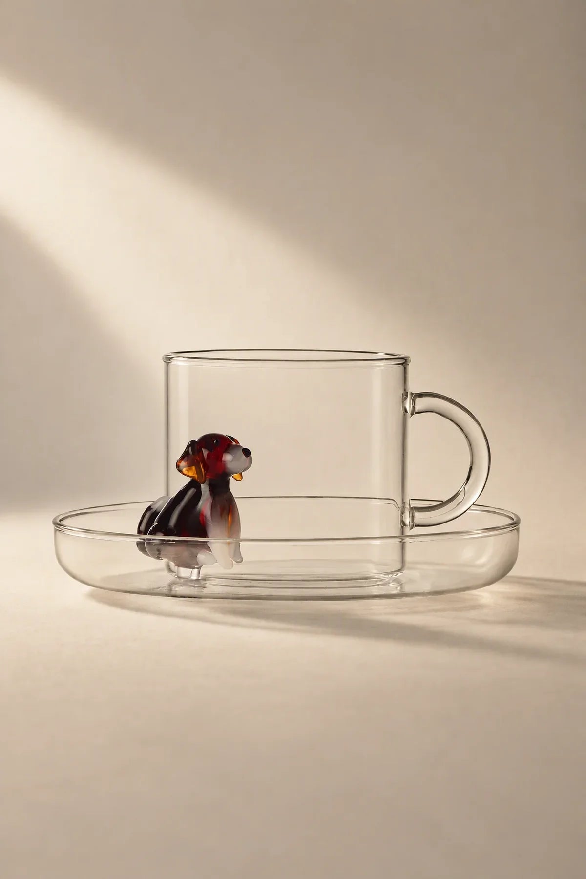 Loyal Watch Clear Glass Cup and Saucer Set