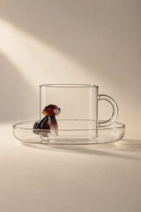Loyal Watch Clear Glass Cup and Saucer Set