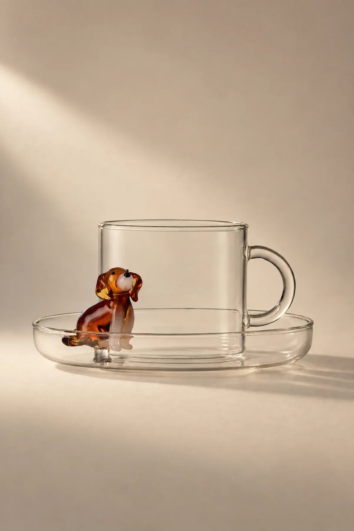 Loyal Watch Clear Glass Cup and Saucer Set