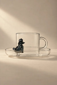 Loyal Watch Clear Glass Cup and Saucer Set