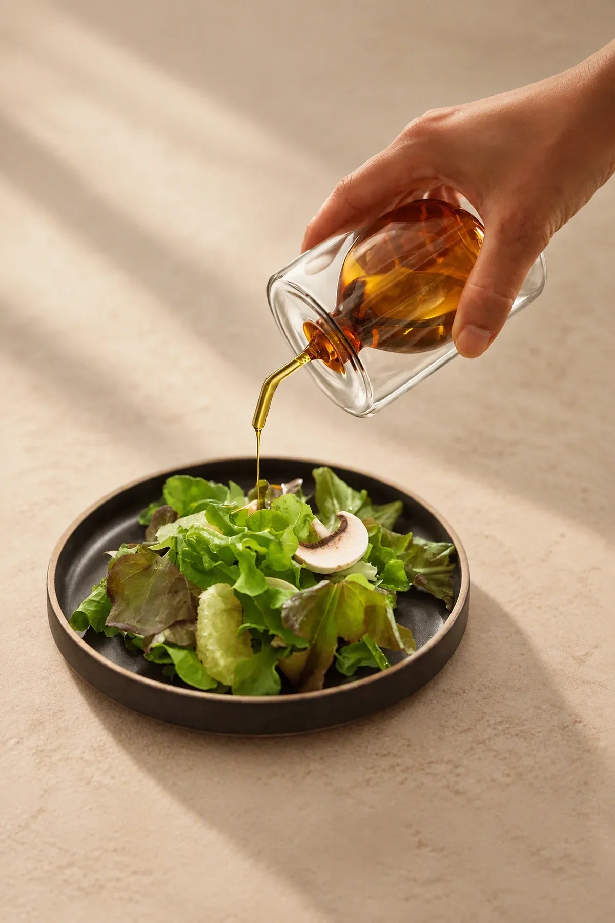 Suspended Drop Amber Glass Oil Cruet
