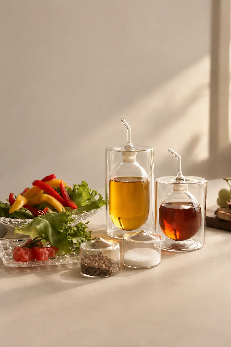 Suspended Drop Amber Glass Oil Cruet