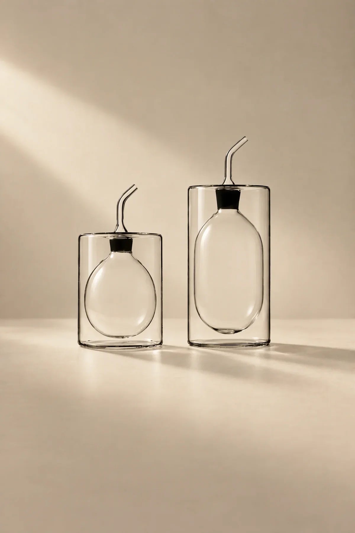 Suspended Drop Amber Glass Oil Cruet
