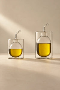 Suspended Drop Amber Glass Oil Cruet