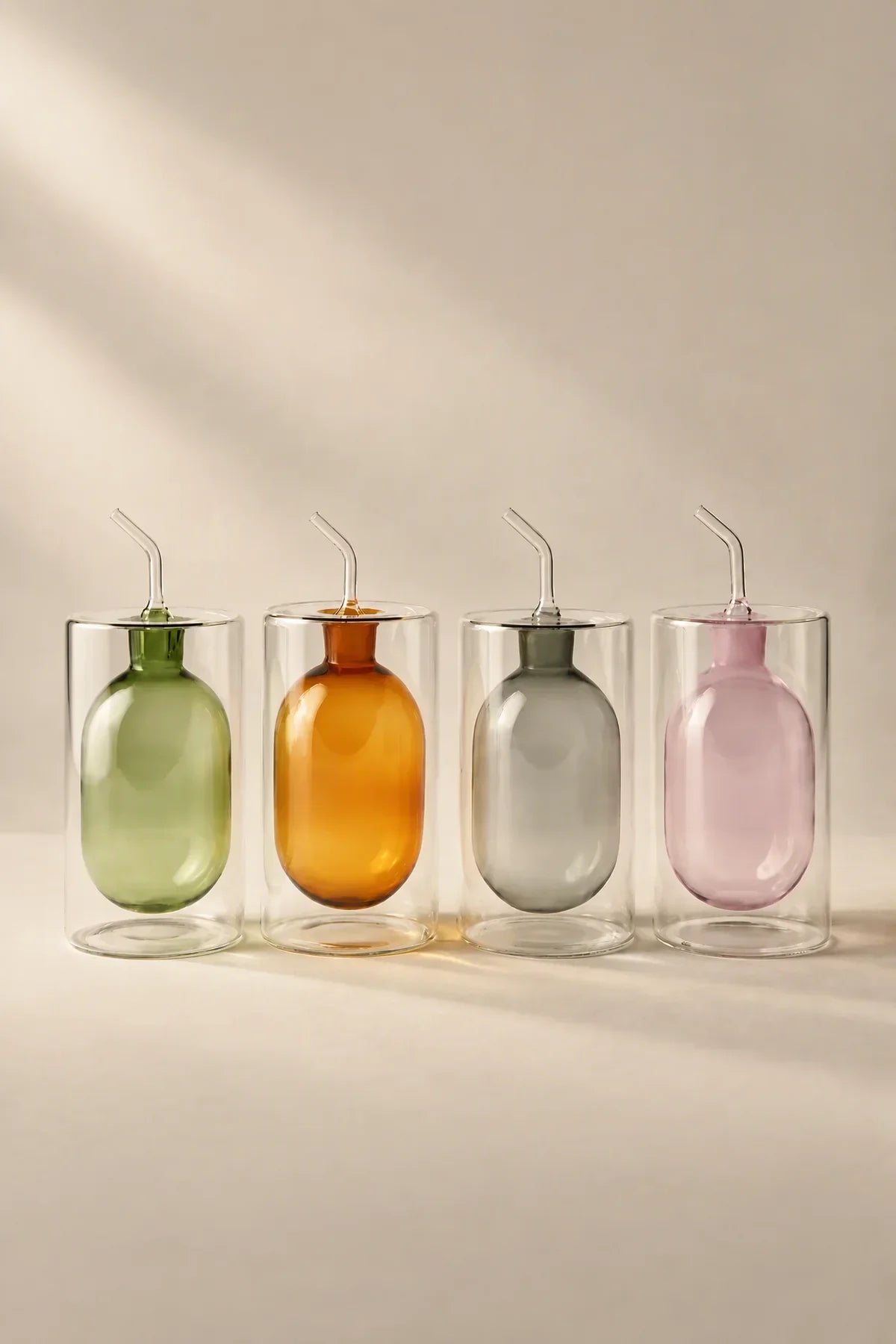 Suspended Drop Amber Glass Oil Cruet
