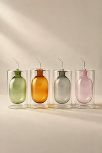Suspended Drop Amber Glass Oil Cruet