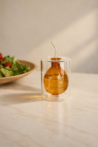 Suspended Drop Amber Glass Oil Cruet