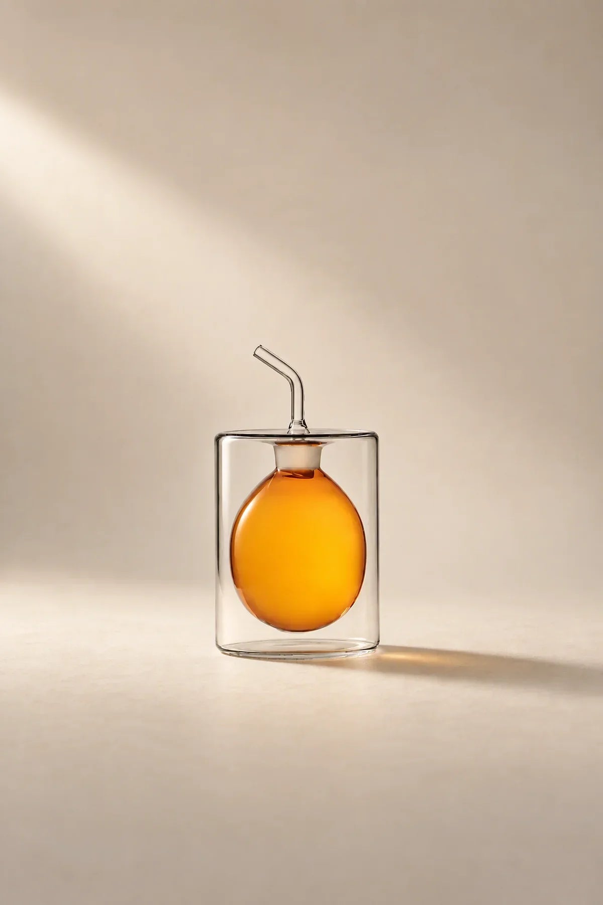 Suspended Drop Amber Glass Oil Cruet