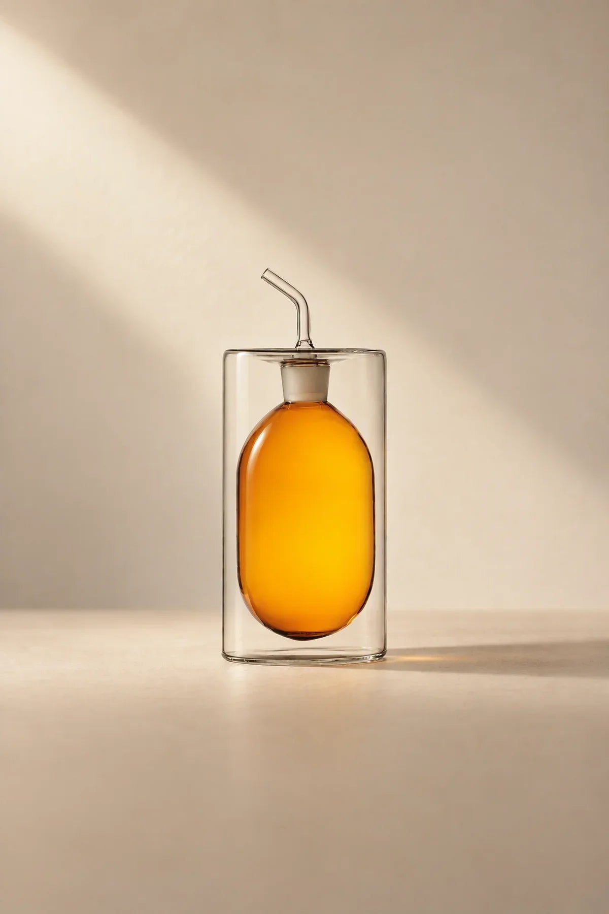 Suspended Drop Amber Glass Oil Cruet