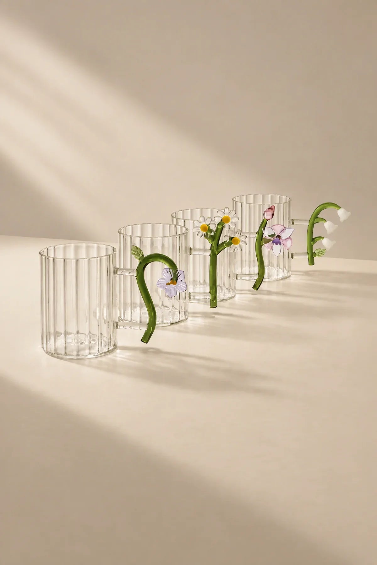 Wildflower Stem Clear Glass Mug