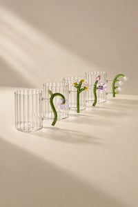 Wildflower Stem Clear Glass Mug