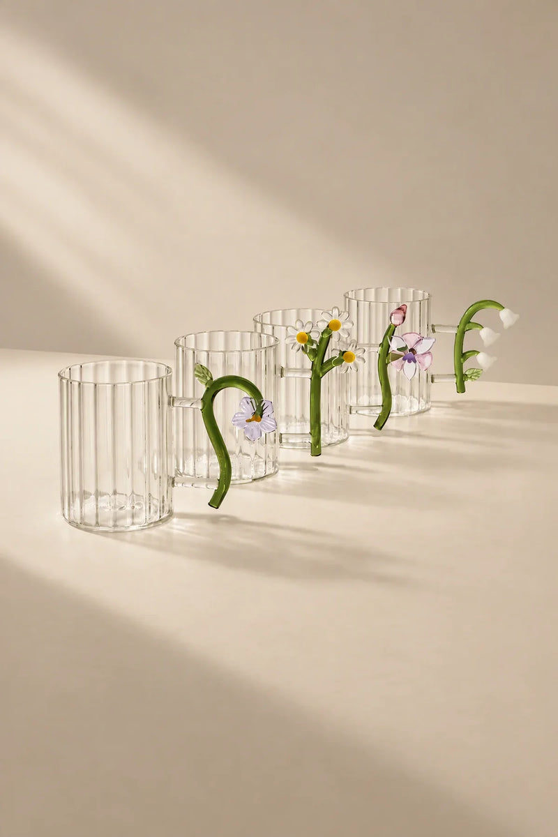 Wildflower Stem Clear Glass Mug