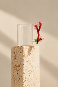 Wildflower Stem Clear Glass Mug
