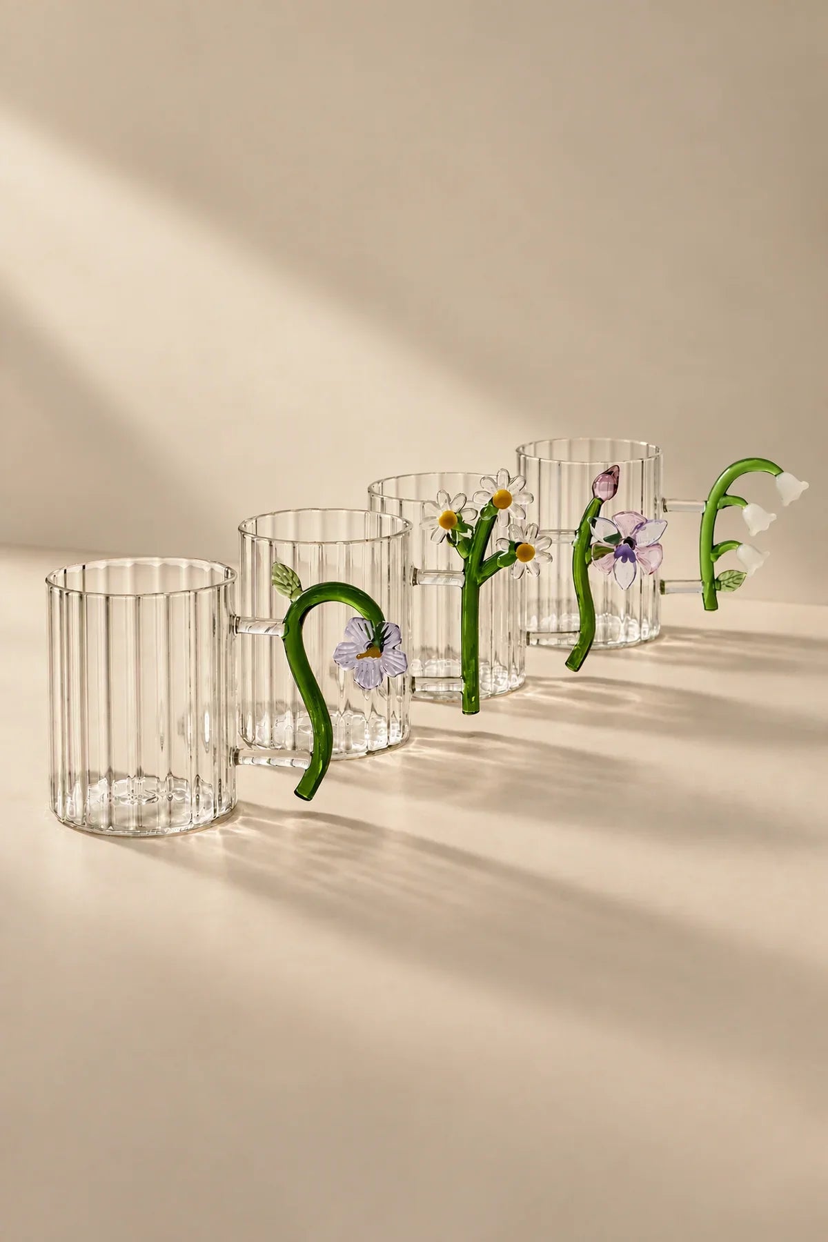 Wildflower Stem Clear Glass Mug