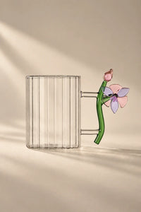 Wildflower Stem Clear Glass Mug