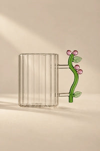 Wildflower Stem Clear Glass Mug
