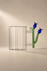 Wildflower Stem Clear Glass Mug