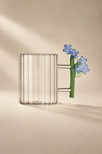 Wildflower Stem Clear Glass Mug
