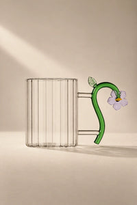 Wildflower Stem Clear Glass Mug