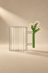 Wildflower Stem Clear Glass Mug