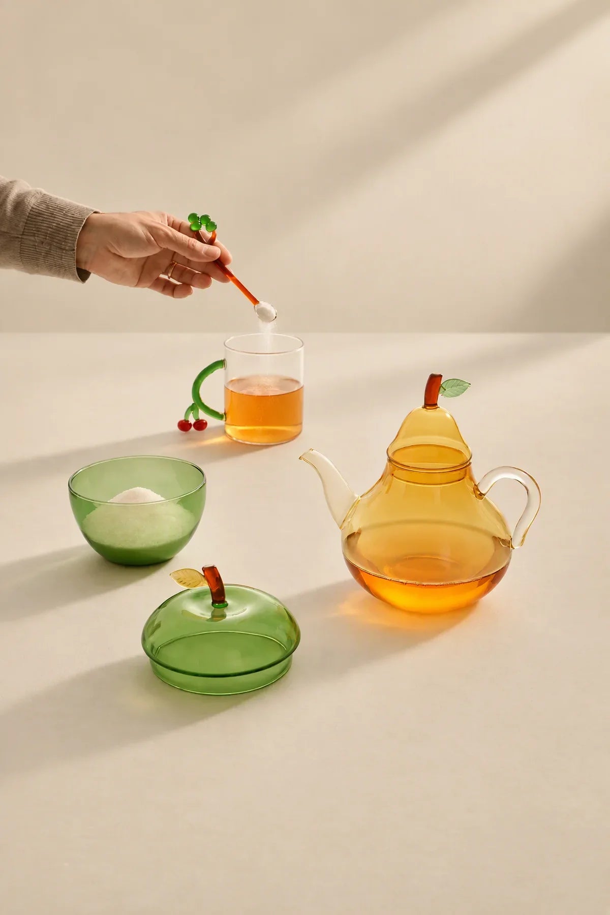 Floating Orchard Multi-Color Borosilicate Glass Dessert Bowl