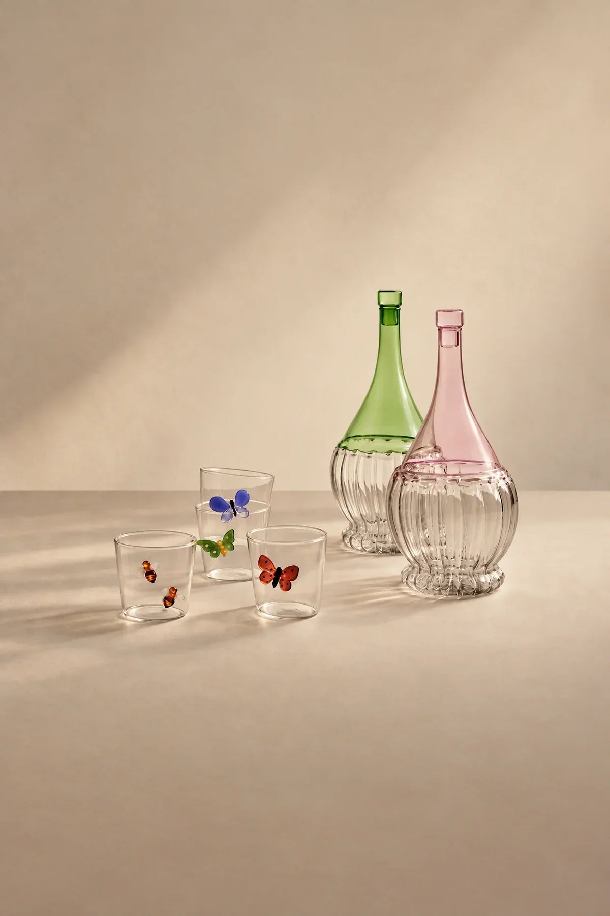 Garden Picnic Green Glass Serving Bottle