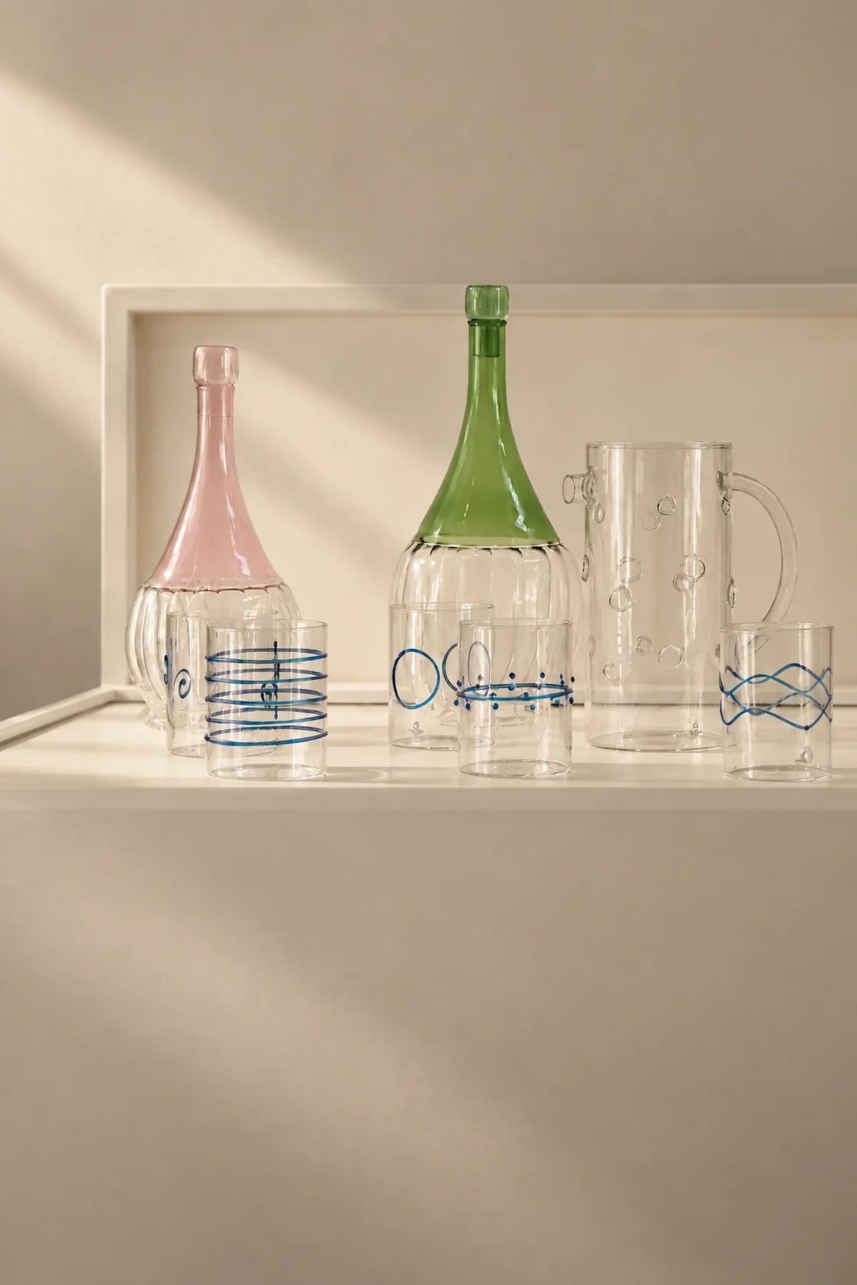 Garden Picnic Green Glass Serving Bottle