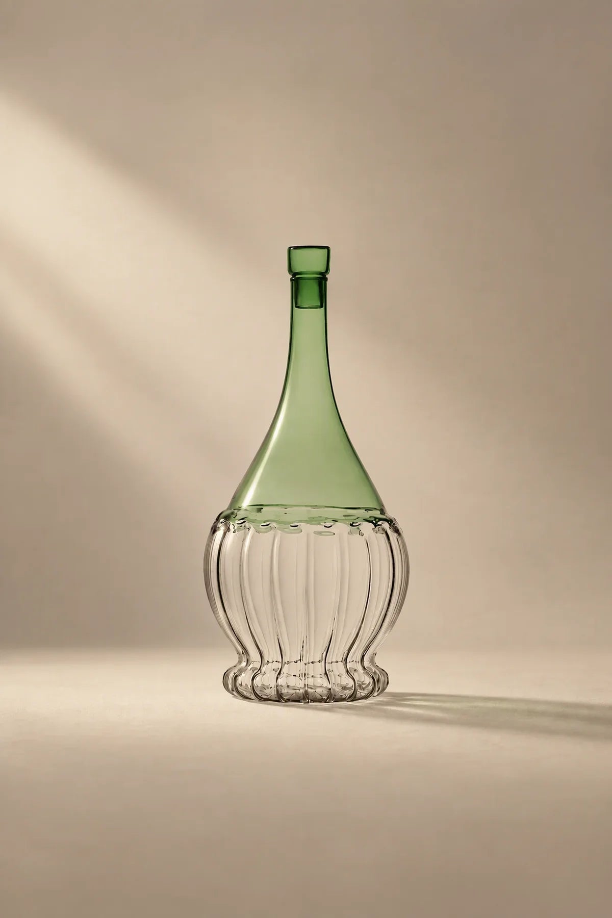 Garden Picnic Green Glass Serving Bottle