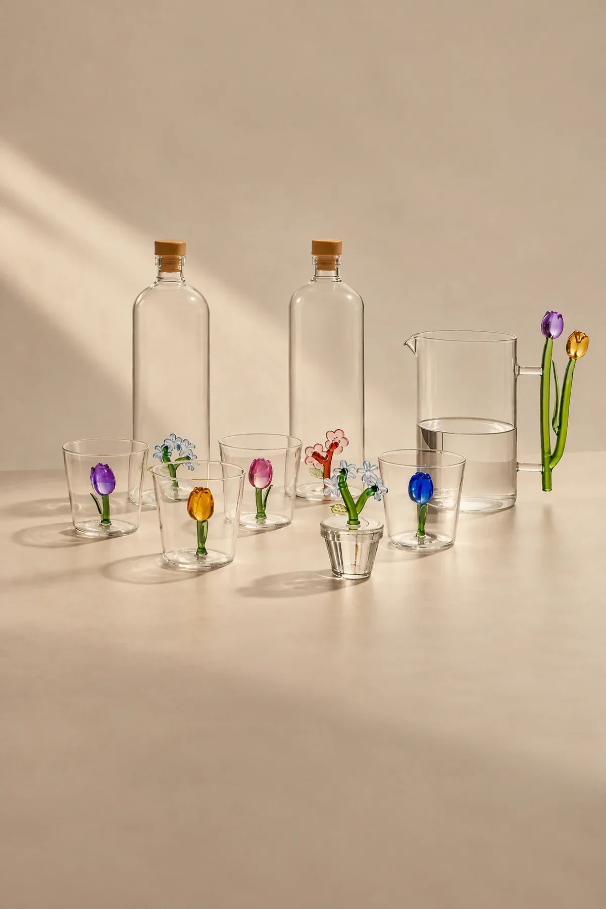 Rooted Flora Multi-Color Glass Drinkware Set