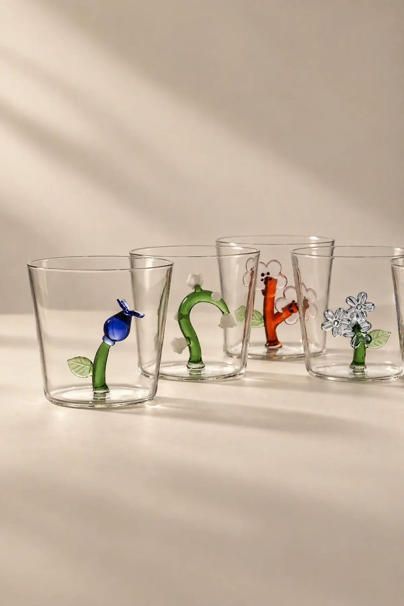 Rooted Flora Multi-Color Glass Drinkware Set