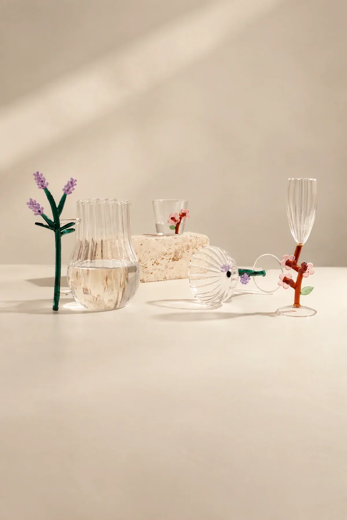 Rooted Flora Multi-Color Glass Drinkware Set