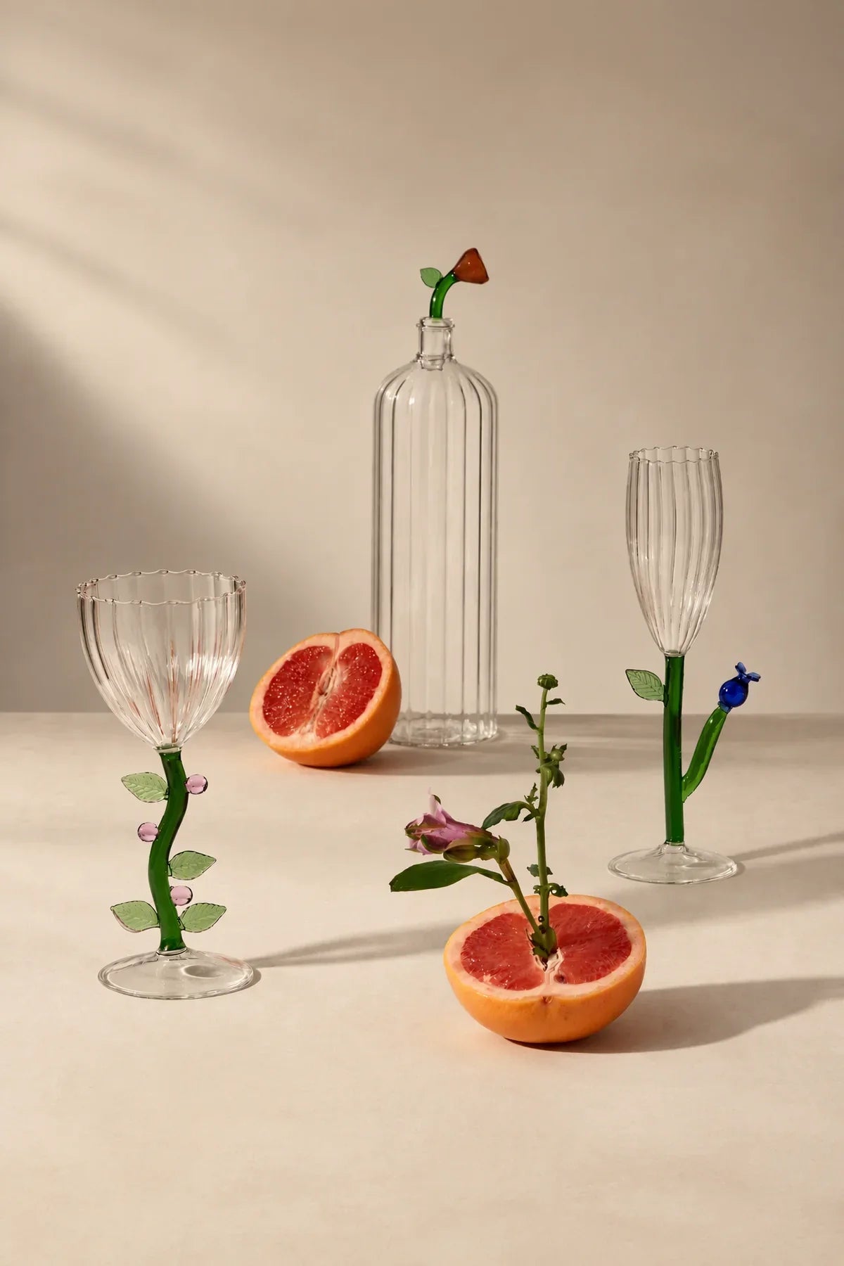 Botanica Garden Clear Borosilicate Glass Drinkware Set