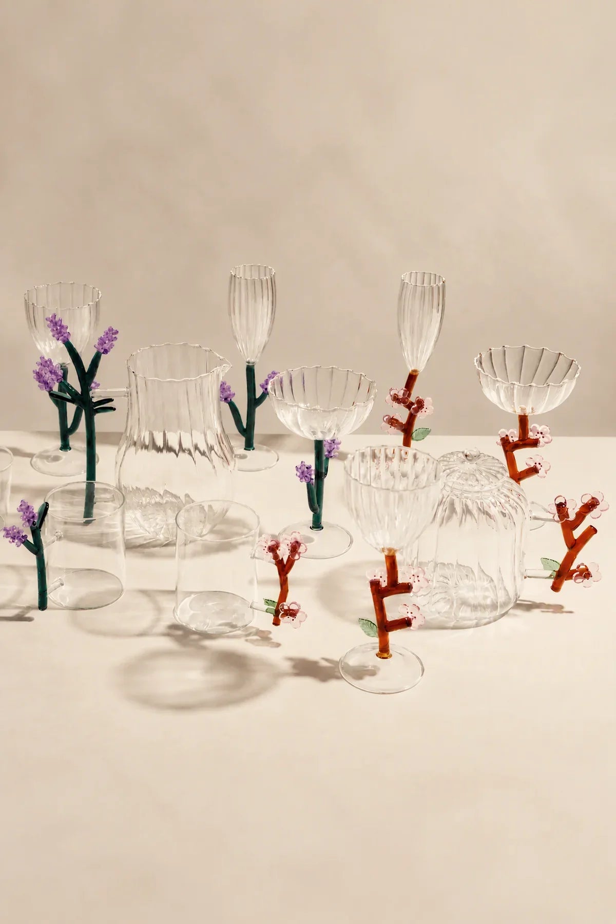 Botanica Garden Clear Borosilicate Glass Drinkware Set