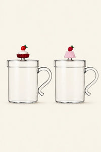 Petit Four Clear Glass Mug with Lid