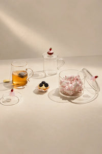 Petit Four Clear Glass Mug with Lid