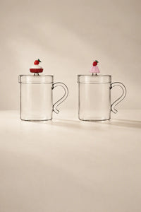 Petit Four Clear Glass Mug with Lid