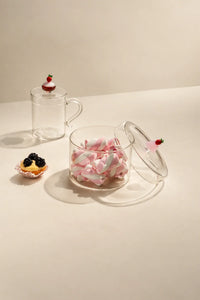 Petit Four Clear Glass Mug with Lid
