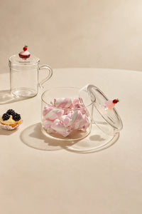 Petit Four Clear Glass Mug with Lid