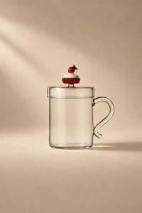 Petit Four Clear Glass Mug with Lid