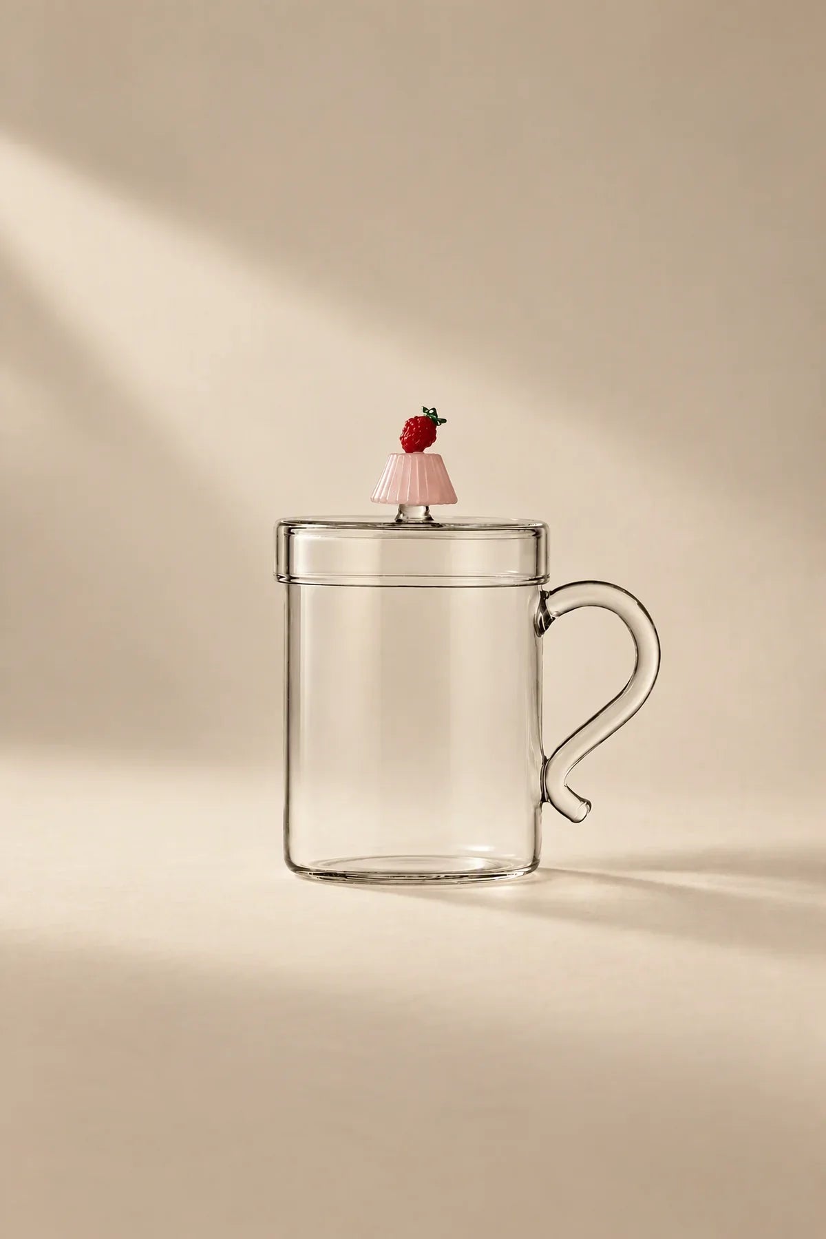 Petit Four Clear Glass Mug with Lid