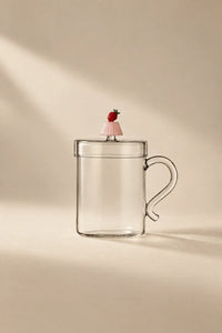 Petit Four Clear Glass Mug with Lid