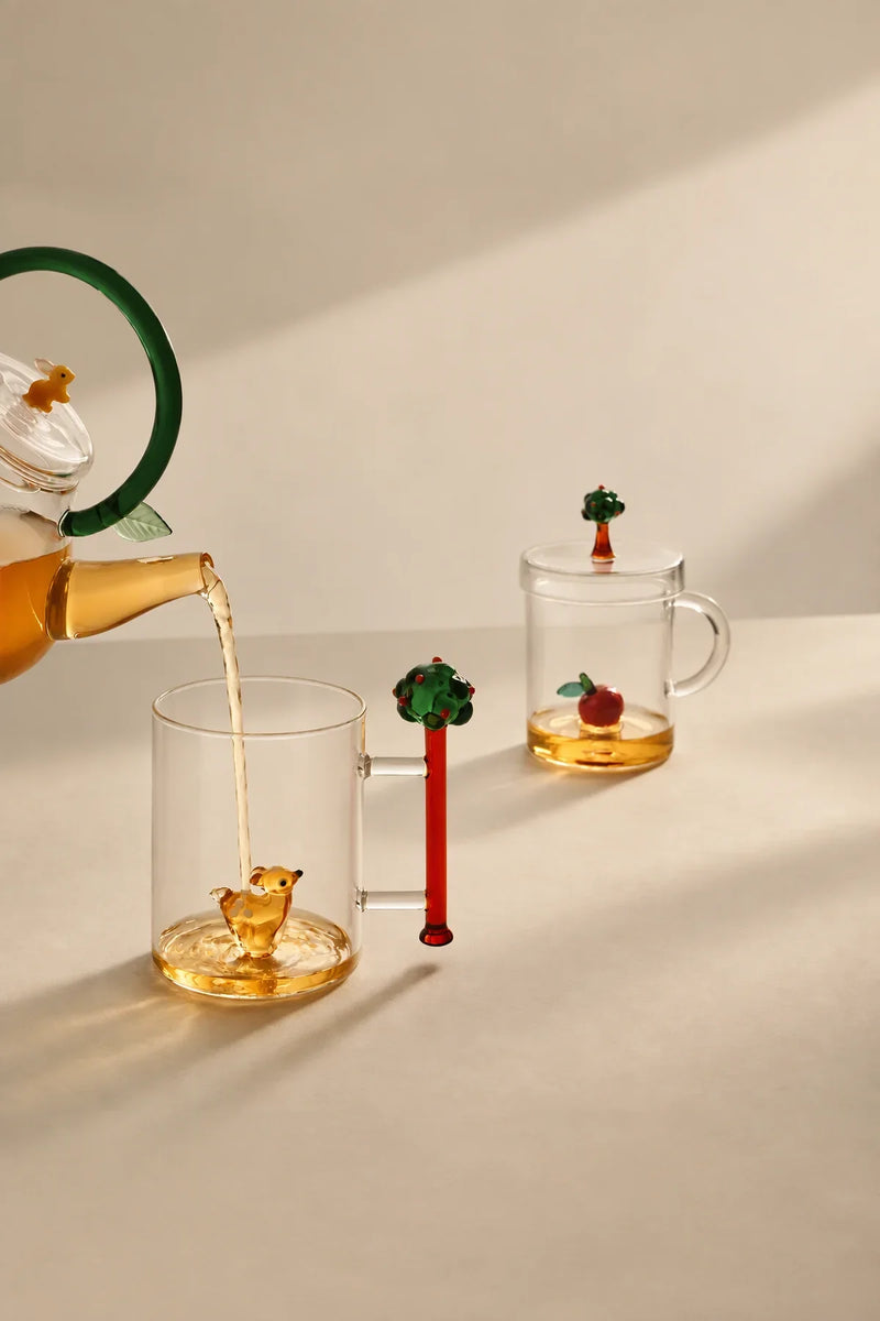 Christmas Tales Clear Glass Mug with Lid